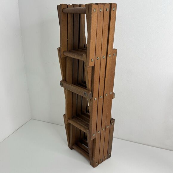 Vtg Large Wine Rack Accordion Holds 14 Bottles Folding Wood Stand Expanding - Picture 6 of 6